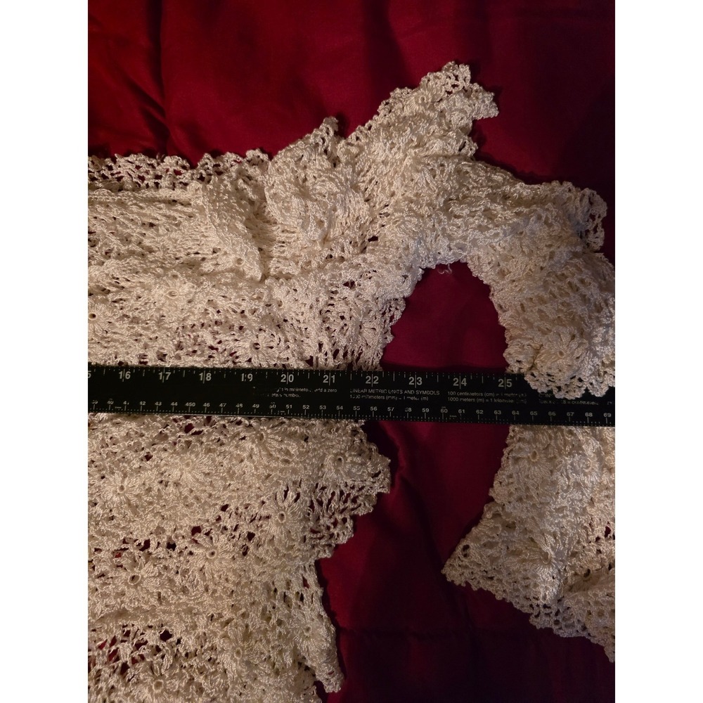Boston Proper Crochet Ruffle Top Women ML Ivory Metallic Boho Lace Blouse Exc - Picture 6 of 7
